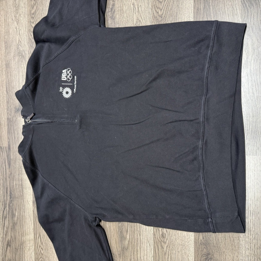 Fairway & Greene Large Black 1/4 Zip Pullover Golf Sweater USA Olympics - Picture 2 of 9